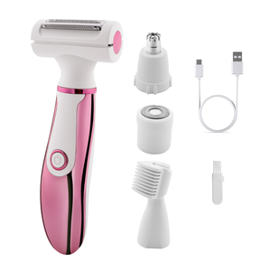 เครื่องโกนหนวดไฟฟ้าสีชมพู 4 in 1 สำหรับผู้หญิง เครื่องกำจัดขนอเนกประสงค์ กันน้ำ - Product Image 1