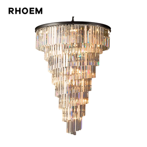 <span class=keywords><strong>Lustre</strong></span> en cristal en spirale à 9 niveaux RHOEM, <span class=keywords><strong>lustre</strong></span> en cristal K9 pour escalier, lampes de salon, décoration intérieure de luxe - Product Image 1