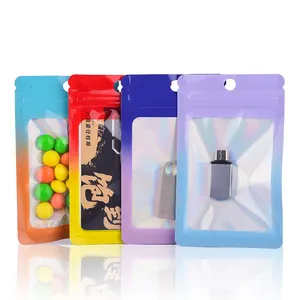 Accessori per imballaggio in plastica riciclata personalizzati borsa in mylar borsa a chiusura lampo colorata laser lamina olografica borse in mylar stampate personalizzate
