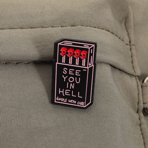 ホラースケルトンマッチエナメルピン地獄でお会いしましょうマッチスティックボックスブローチラペルバッジハロウィーンジュエリーギフト卸売ピン - Product Image 3
