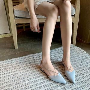 2026 New Luxury <b>Flat</b> <b>Sandals</b> Women Rhinestone Cross Chain Pointed Toe Closed Toe Back Hollow Fashion Daily <b>Sandals</b> - Product Image 5