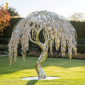 Sculpture en <span class=keywords><strong>saule</strong></span> abstraite personnalisée en acier inoxydable d'art moderne pour la décoration extérieure - Product Image 6