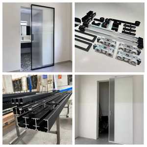 Modern Ghost Sliding Glass <strong>Door</strong> Ghost Sliding <strong>Door</strong> Hardware Wall Mounted Hidden Track Ghost <strong>Door</strong> Mirror Ghost <strong>Door</strong> System - Product Image 5