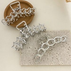 Pince à cheveux géométrique en alliage de style européen-américain, motif cœur et étoile à cinq branches, pour queue de cheval, cadeau pour femme - Product Image 4