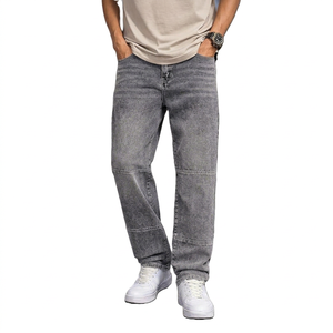 Jean ample à jambe large pour homme, 100 % coton, denim délavé, taille mi-haute, écologique, style vintage décontracté - Product Image 1