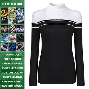 เสื้อกอล์ฟผู้หญิงแบบสปอร์ต สีสันตัดกัน คอปกพับ แขนยาว ทรงเข้ารูป ยืดหยุ่นสูง ระบายอากาศได้ดี ผลิตจากผ้าสแปนเด็กซ์และไนลอน เหมาะสำหรับฤดูใบไม้ร่วง - Product Image 3