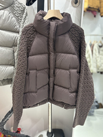 Janveny 2026 Nouvelle Veste Courte Matelassée en Duvet pour Femme, Col Rond, Boutonnée, Légère, en Duvet de Canard Blanc, Collection Automne Hiver