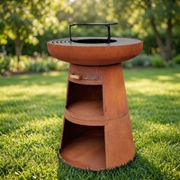 Barbecue d'extérieur en acier Corten avec brasero et gril à charbon de bois