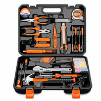 Ensemble d'outils ménagers de 69 pièces avec pinces multifonctions, dénudeurs de fils, tournevis, couteau utilitaire, marteau à griffes, boîte à outils