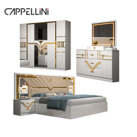 Ensemble de meubles de chambre à coucher Lit king size de luxe Lit double moderne en cuir en acier inoxydable Lit de mariage dans la chambre à coucher principale