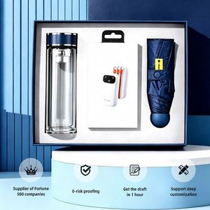 Set de Regalo de Graduación Moderno con Botella de Agua de Papel, Paraguas, Cargador Portátil, Opción de Logotipo Personalizado - Product Image 1