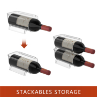 Organisateur de réfrigérateur empilable rectangulaire en PET, bac de rangement pour vin moulé par injection, support de bouteilles écologique pour cuisine et réfrigérateur
