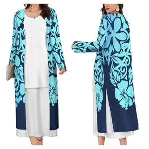 Mode Damen Kimono Strickjacke Mantel 7XL plus Größe polynes ischen Hibiskus Blumen druck Marineblau Jacke Strickjacke für Frauen