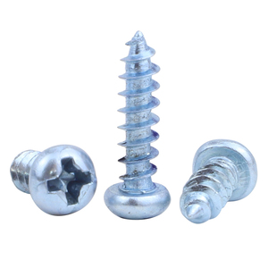 100 piezas/bolsa Tornillo autorroscante de acero al carbono con cabeza redonda cruzada y zincado azul-blanco M3 M4 M5 M6 para madera - Product Image 2