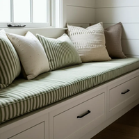 Coussin matelassé rayé de 2 pouces pour banc, siège de fenêtre, coin IKEA Kallax, style ferme, en lin, imperméable, amovible et lavable