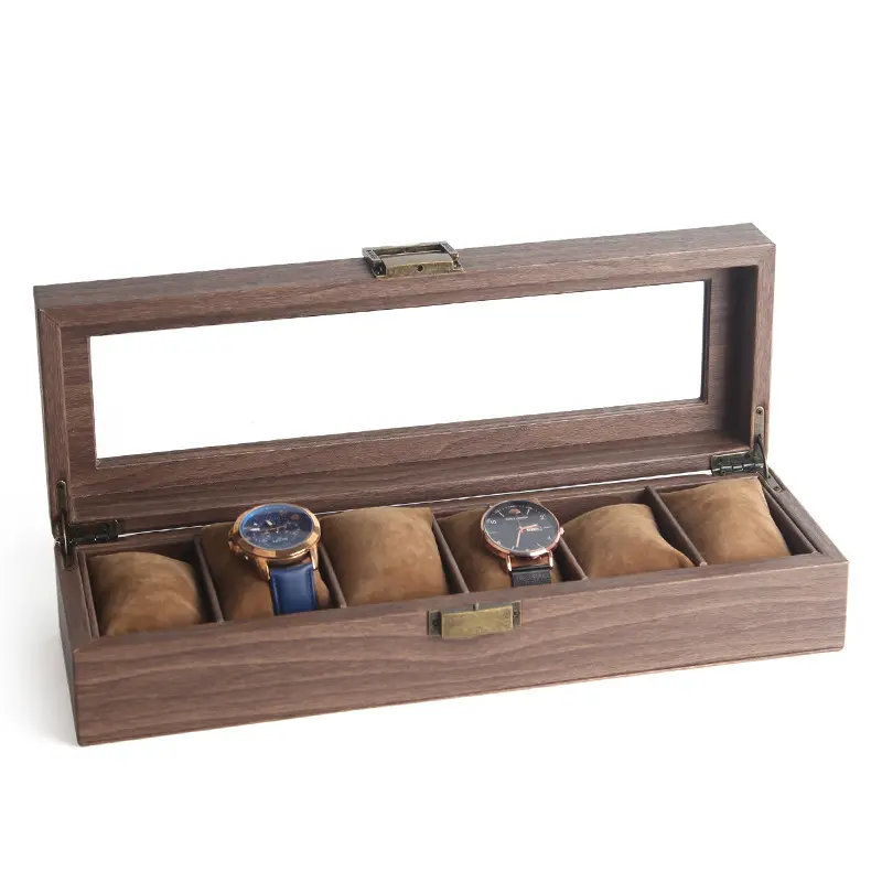 กล่องใส่นาฬิกาของผู้ชาย,กล่องใส่เครื่องประดับทำจากไม้6ช่องขายส่งทำจากไม้ตุ้มหูแหวนเครื่องประดับจี้กล่องเก็บของแนวเรโทรแฟชั่น