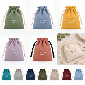 Sac à cordon en coton avec logo personnalisé, disponible en plusieurs couleurs, pour bijoux et cadeaux - Product Image 1