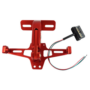 Support de plaque d'immatriculation de moto avec lumières LED, cadre arrière réglable pour modification et amélioration, en aluminium noir, rouge, or - Product Image 2