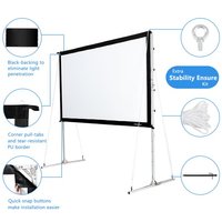 Écran de projection portable 16:9 pour extérieur, pliage rapide, avant et arrière, 120'', cadre en aluminium PVC, étui de transport