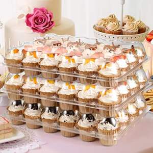 Rekabetçi fiyat kapaklı ambalaj şeffaf pet plastik kutular tutucular 24 cupcakes şeffaf plastik blister teşhir tepsisi tepsi - Product Image 3