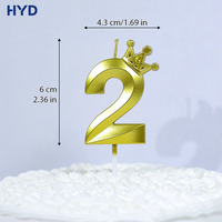Corona de Cumpleaños Brillante y Atractiva de Primera Calidad 2026, Vela con Número, Decoraciones para Fiestas de Pascua y Año Nuevo, Cera de Parafina sin Perfume