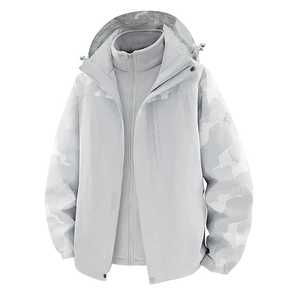 Men's 3-In-1 Fleece Lined Outdoor <b>Jacket</b> <b>Waterproof</b> Warm <b>Parka</b> Autumn Winter Workwear With Hood And Printing Design - Product Image 2