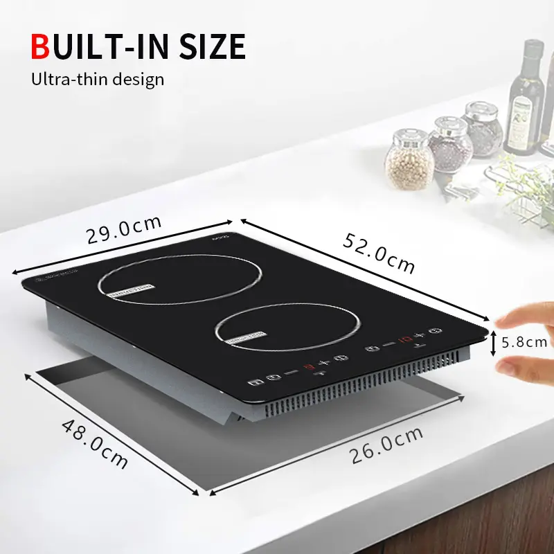 Europa calda vendere elettrodomestici da cucina ad alta potenza 3400W da tavolo e design incorporato doppio piano cottura a induzione