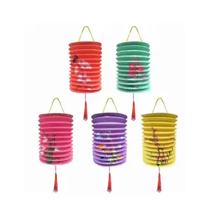 Wholesale Cylinder Paper Lantern Chinese Decorative DIY Handmade Tissue Organ Cylindrical Paper Lantern