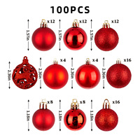 Nouvelles Boules de Noël Classiques Suspendues 100 Pièces Incassables Ornements de Noël Brillants Creux Sculptés Boîte Cadeau Décoration de Sapin