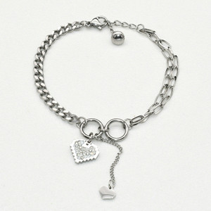 Bracelet à maillons en <span class=keywords><strong>acier</strong></span> <span class=keywords><strong>inoxydable</strong></span> 304L avec breloques en forme de cœur, prix d'usine, <span class=keywords><strong>fournisseur</strong></span> en gros, pour femmes, bijoux tendance - Product Image 6