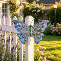 Sculpture murale 3D en fer forgé artisanal, décoration murale en forme de papillon pour la maison, la cour, le balcon