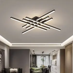 Plafoniere a LED moderne lampade da soffitto a LED geometriche con montaggio a incasso a lampadario dimmerabile nero