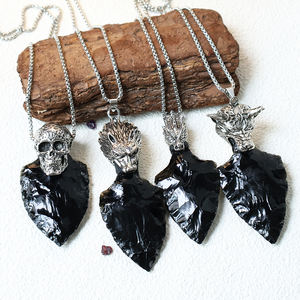 Venta al por mayor colgante de flecha de obsidiana colgante de piedra original de cristal negro con decoración <span class=keywords><strong>para</strong></span> <span class=keywords><strong>boda</strong></span> y fiesta - Product Image 4