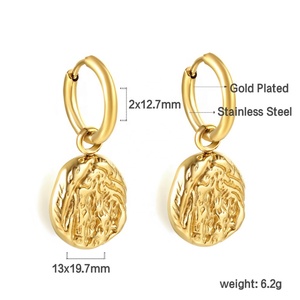 Pendientes de Aro Ovalados con Textura Irregular y Martillada, Chapados en Oro de 18k PVD sobre Acero Inoxidable, Joyería de Moda para Mujer - Product Image 2