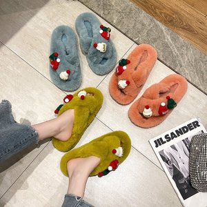 Pantuflas Peludas de Navidad Otoño-Invierno 2026, Sandalias de Una Sola Tira con Plataforma y Suela Gruesa, Zapatos Cómodos y Elegantes para Exteriores - Product Image 1