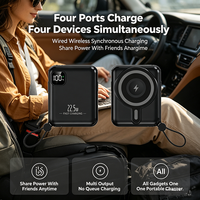 Nouvelle mini batterie externe magnétique sans fil avec câbles Type C détachables intégrés, charge rapide PD 22,5 W pour iPhone, voyage, extérieur, urgence