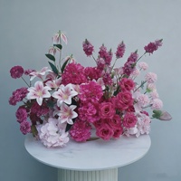 Grenzüberschreitende Hochdichte-Kunstseidenrosen-Stehblumenarrangements für Hochzeitssäle, lange Girlanden für Schaufenster