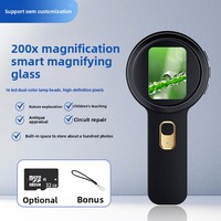 Hot Selling 200X Hand Holding Magnifying Glass with Light Handle Optical Glasses Lens Reading Collection Gift V19