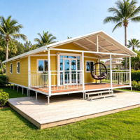 Casa Contenedor Expandible de Lujo con Techo Plano, Villa Móvil Modular Prefabricada Moderna con Interior Moderno