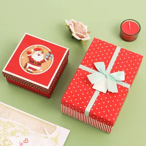 Benutzer definierte Geschenk box Weihnachts dekoration Geschenk papier Verpackungs deckel und Basis box mit Farbband Aufbewahrung karton