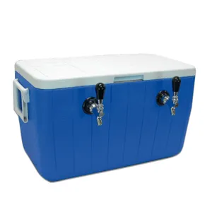 Homebrew Jocky Box with two stainless steel chiller and beer faucets for Home brew Beer Dispensing Cooler Box