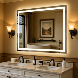 Hiện đại chống sương mù <span class=keywords><strong>LED</strong></span> chiếu sáng Chiếu sáng Tường gương Set thông minh Float Glass với <span class=keywords><strong>Bluetooth</strong></span> cho phòng tắm khách sạn dự án IP44 đánh giá - Product Image 2