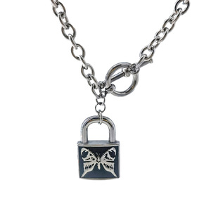 Collar con Colgante de Candado 3D con Patrón de Mariposa en Acero Inoxidable, Joyería de Moda Unisex - Product Image 5