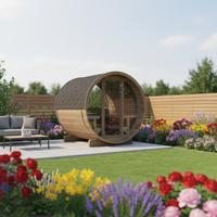 Sauna Kayu Cedar Merah Solid Harga Terbaik untuk 4-6 Orang, Tampilan Taman, Shower Uap Kering, Panel Kontrol Komputer, Dilengkapi Tungku