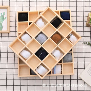 Wooden Storage Box Square Grid Organizer For Clothing Desktop Mount Solid Wood Craft Storage <b>Container</b> - Product Image 1
