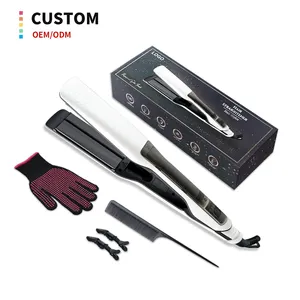 Factory Price Custom Adjustable Temperature Flat Iron With PTC Fast Heat Steam Pod Professional Hair Straightener