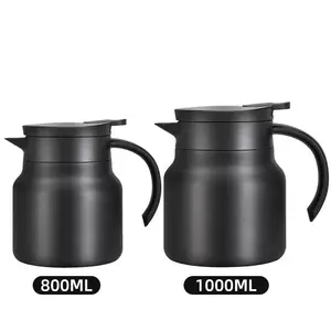 600毫升800毫升1000毫升咖啡壶不锈钢双壁热咖啡绝缘真空带按钮咖啡壶