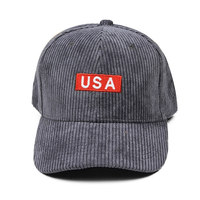 Venta al por mayor de estilo Polo Clásico deportivo informal liso 6 paneles estructurado ajustable personalizado bordado EE. UU. gorra de béisbol de pana sombrero