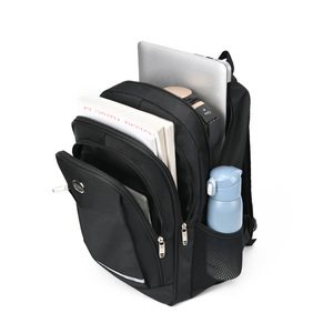 Student Backpack 18 In Black Reflective Strip Unisex School Education Lightweight Travel Backpack - Product Image 3