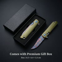 Couteau pliant tactique personnalisé avec logo, couteau de poche en acier Damas bleu, manche en aluminium aéronautique, vente en gros OEM/ODM, couteau d'extérieur DM043